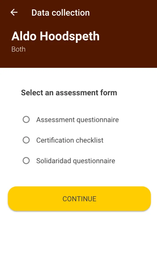 versão anterior da coleta de dados