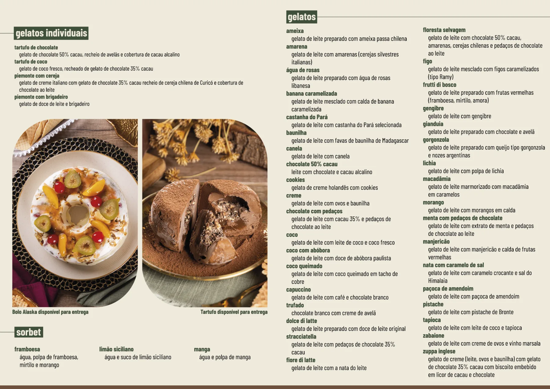 flyer de cardápio, lado interno