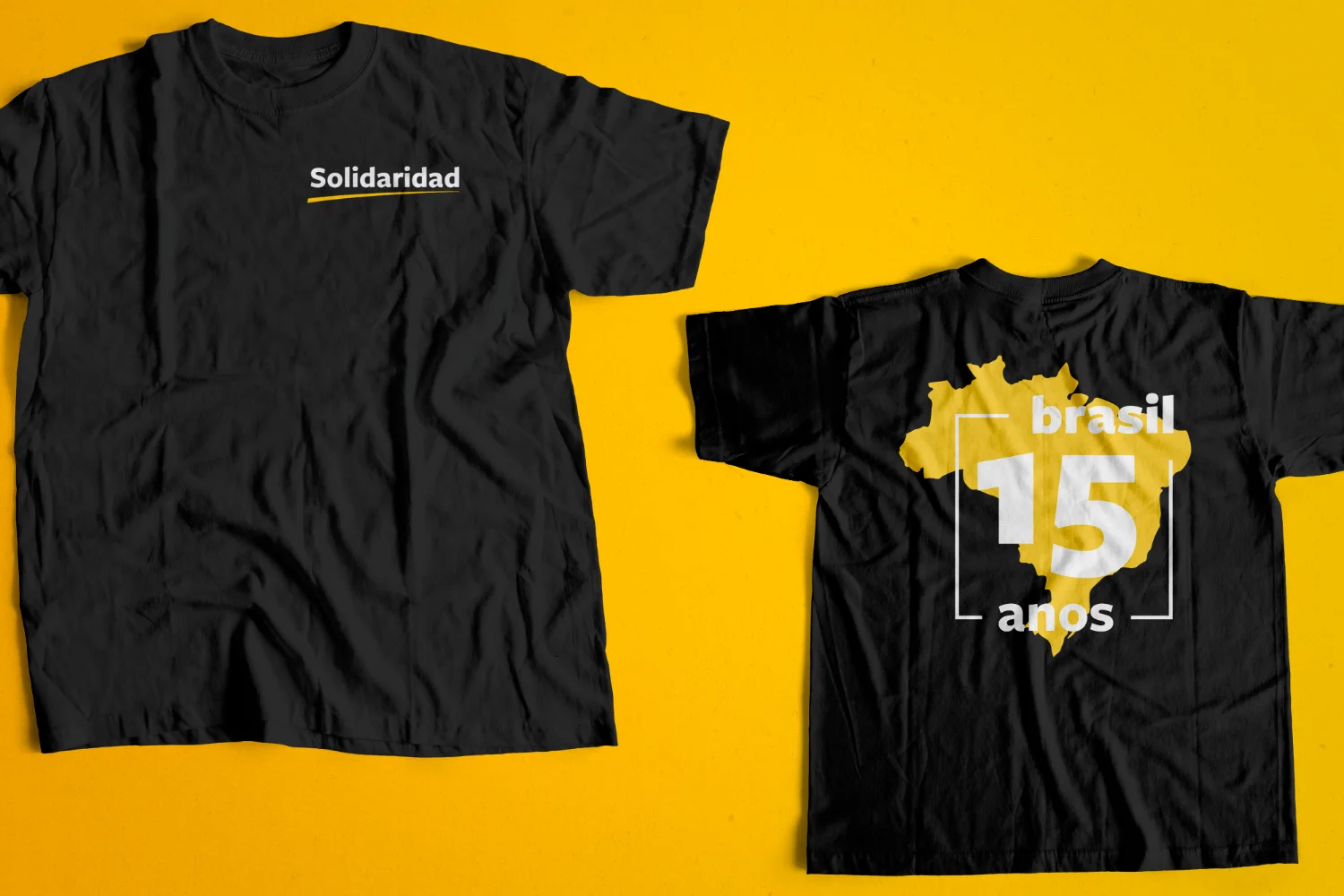 camisetas pretas, frente e costas