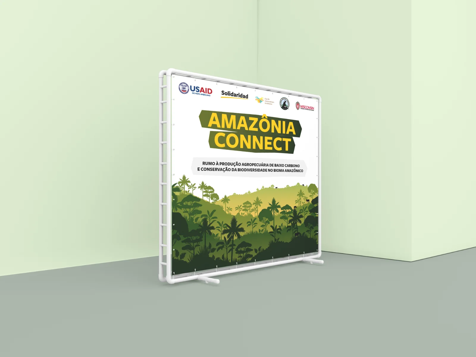 painel de palco com a identidade do evento