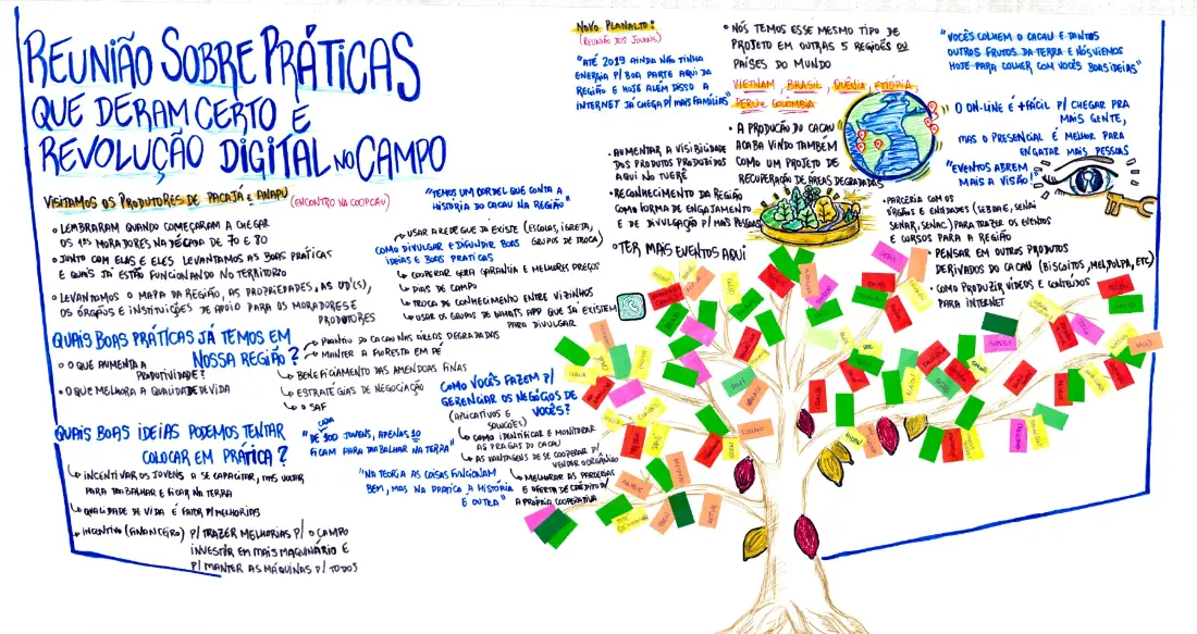 painel de facilitação gráfica com o levantamento de boas práticas do território