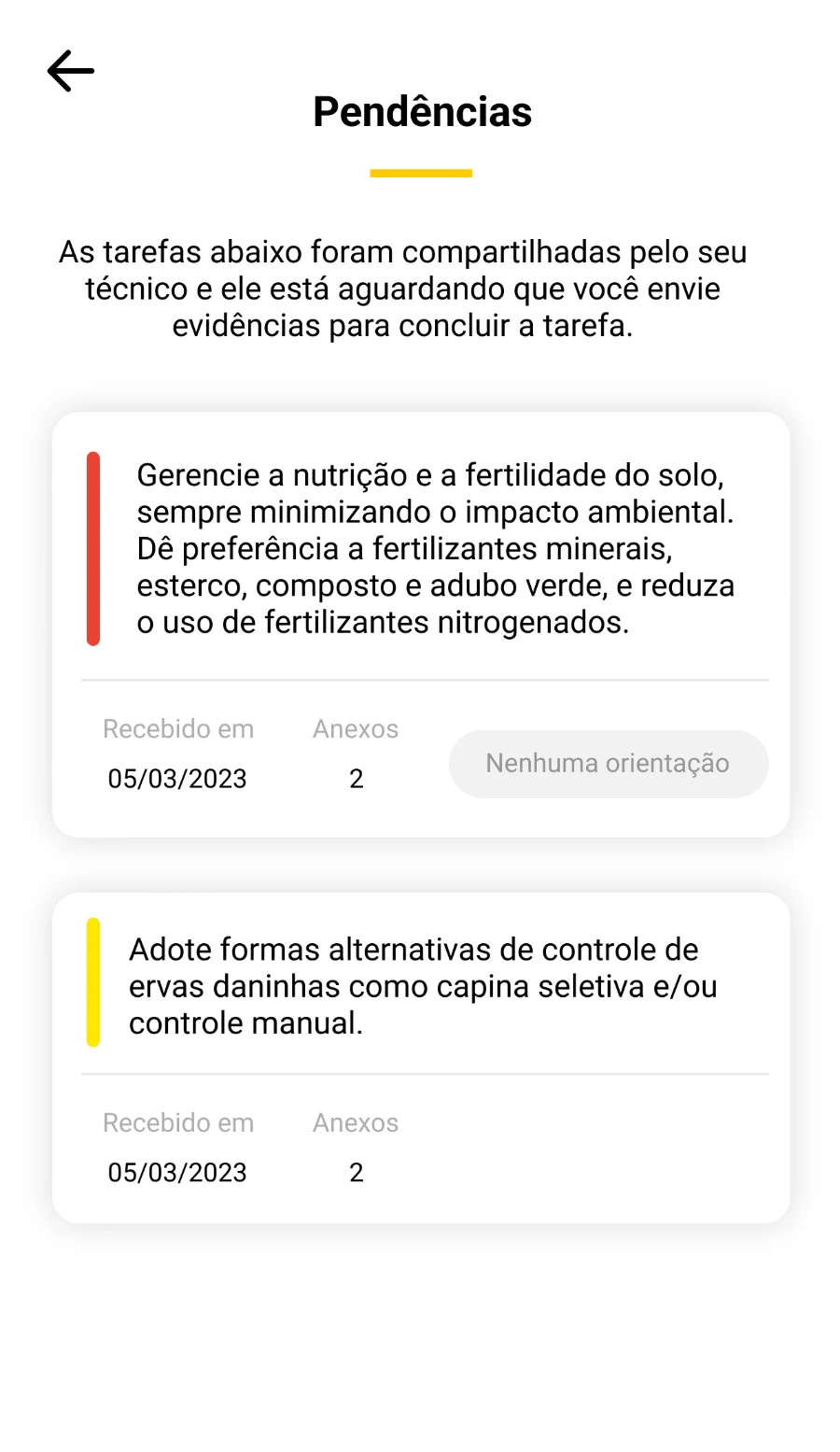 lista de pendências