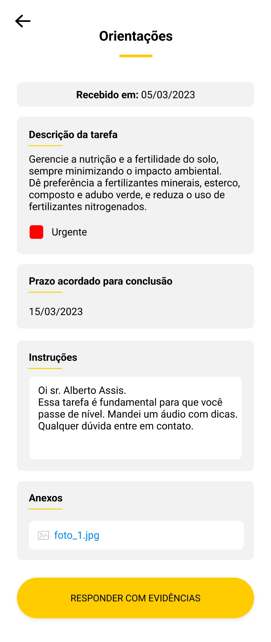 orientações da tarefa